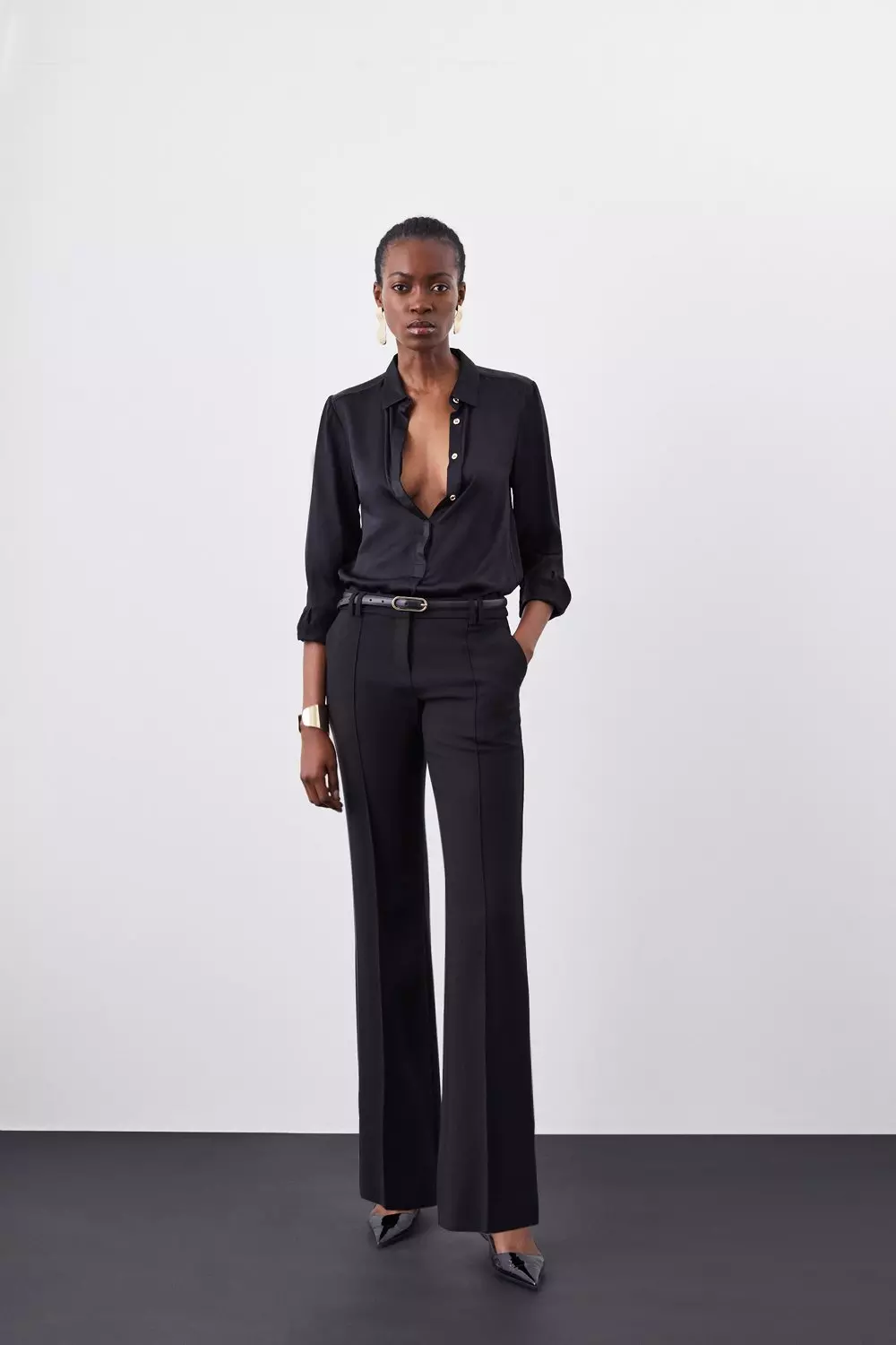 Petite Tailored Compact Stretch Slim Leg Dress Pants | Karen Millen