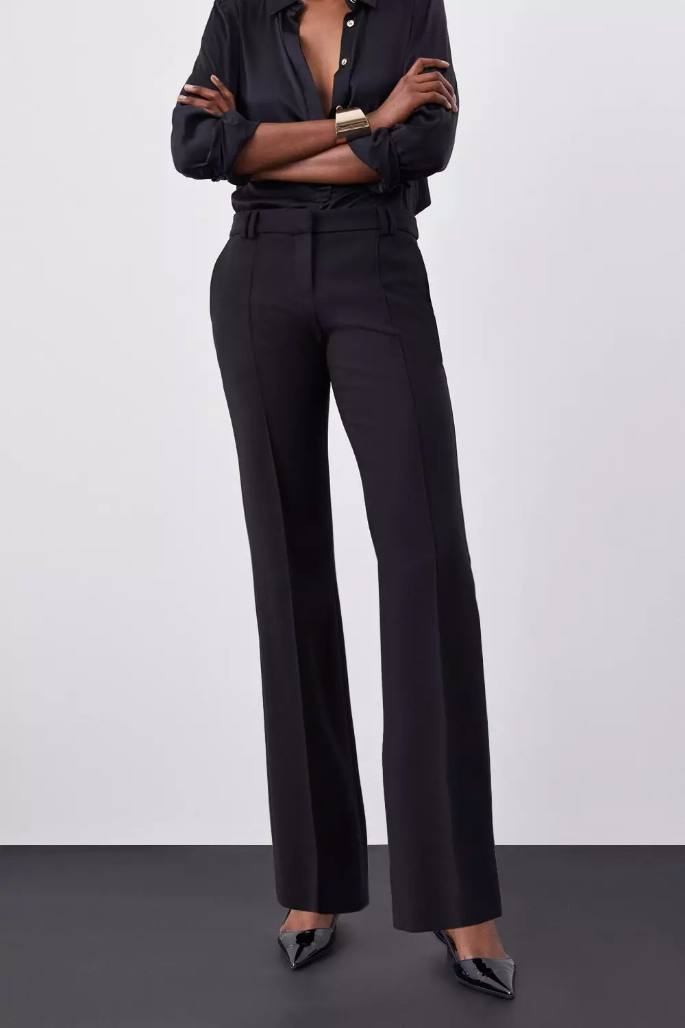 Black tailored hot sale flared trousers