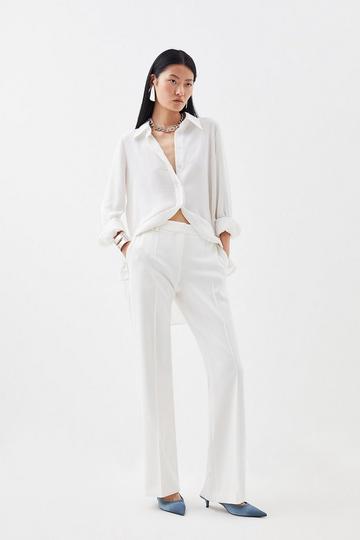 Compact Stretch Tailored Flared Pants ivory
