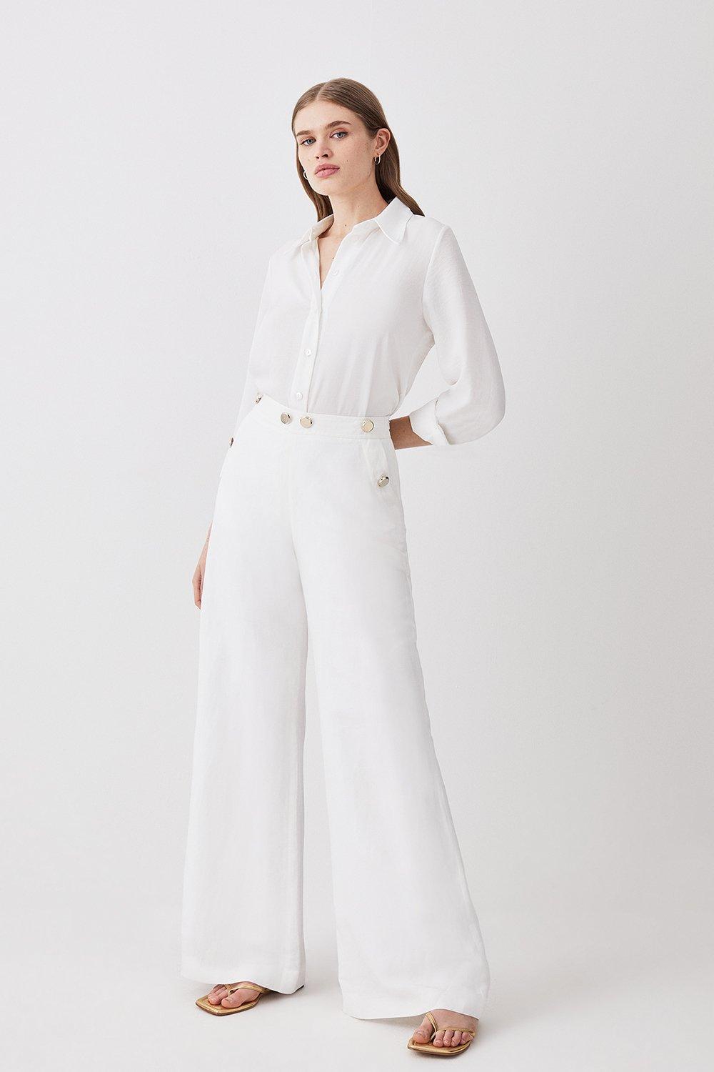 Petite white on sale linen trousers uk