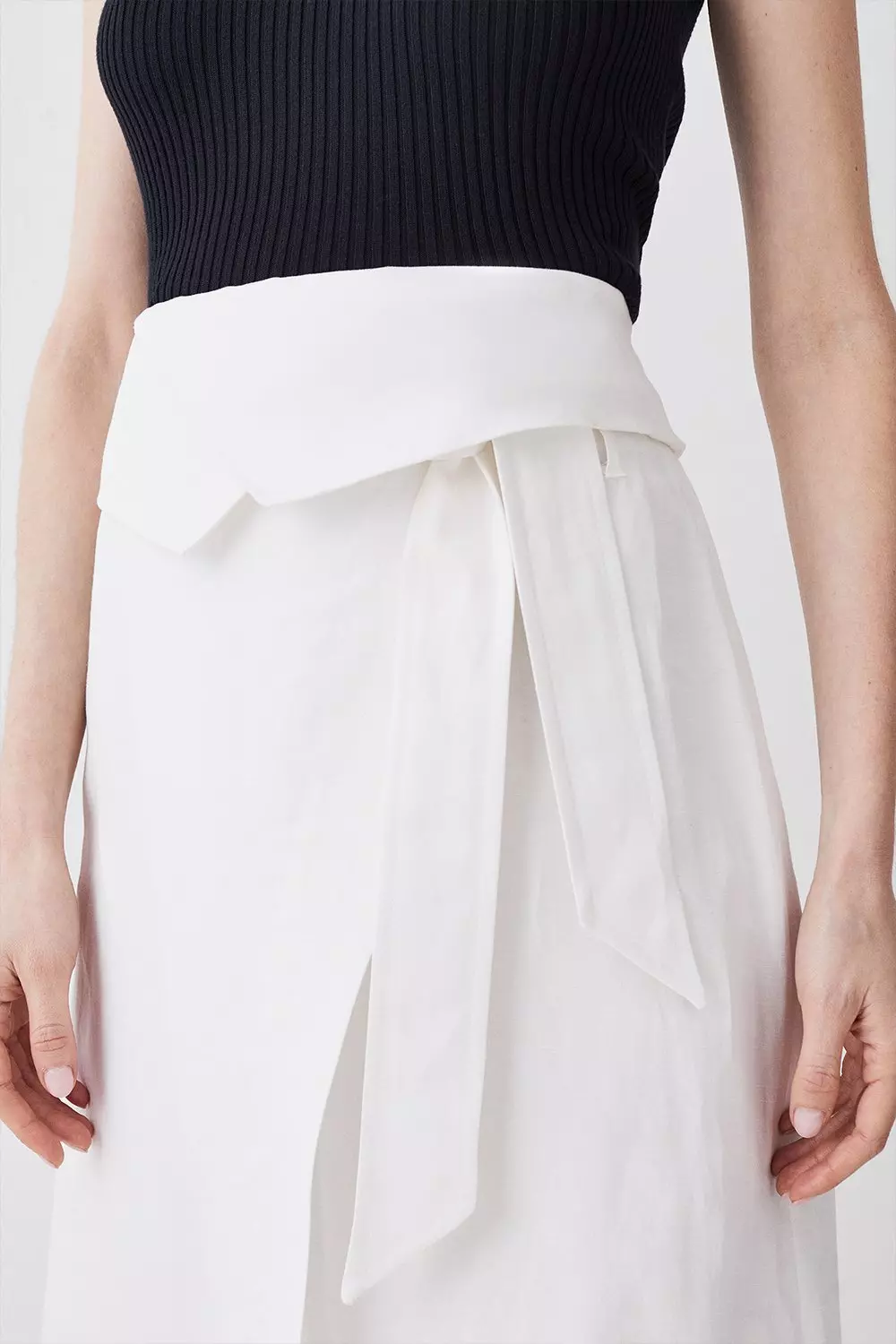 Linen wrap on sale midi skirt white