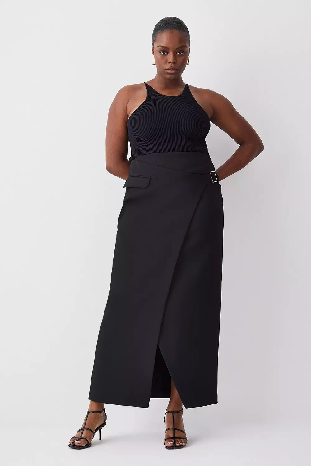 Plus size clearance black wrap skirt