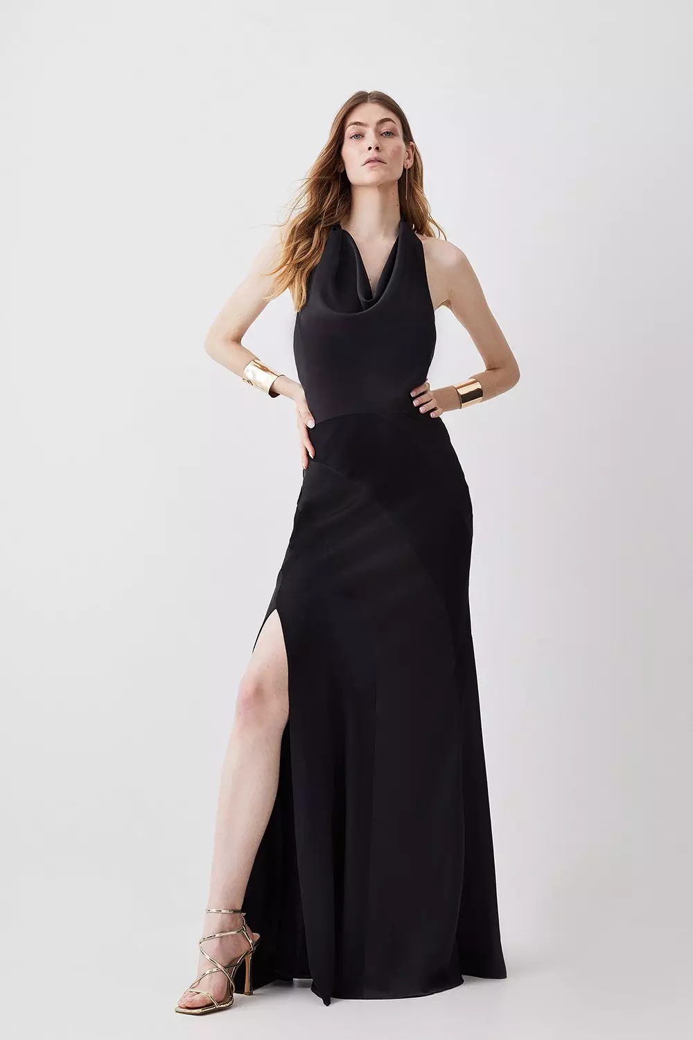 Missguided satin cowl clearance neck maxi slip dress