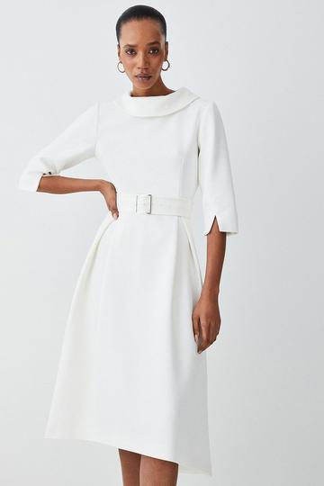 Tall Structured Crepe Midi Dress ivory