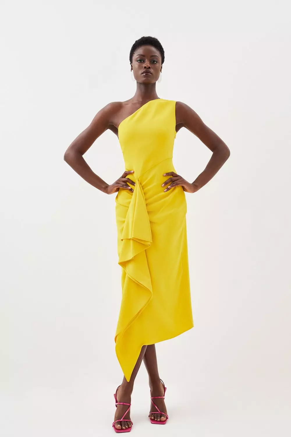 Karen millen best sale yellow midi dress