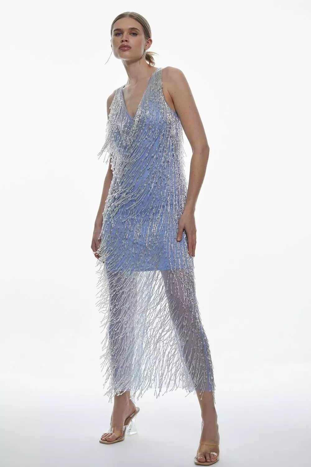 V neck 2024 fringe dress