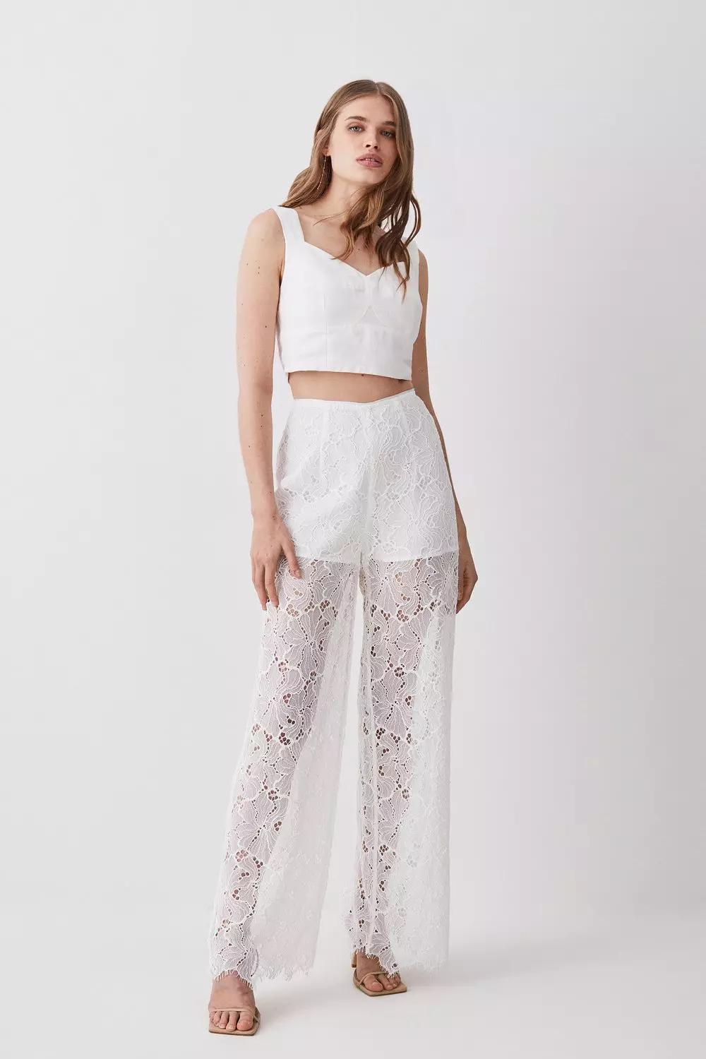 Lace Woven Wide Leg Pants