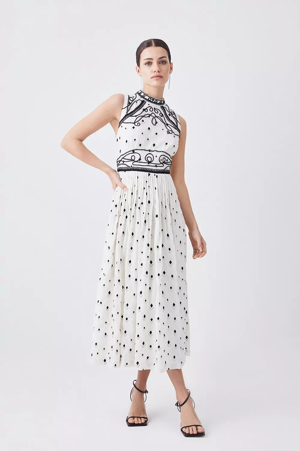 Self portrait ivory top embroidered midi dress