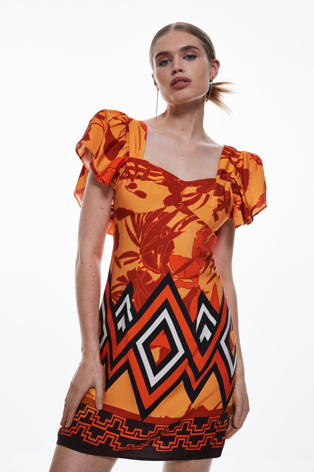 Karen millen clearance orange floral dress