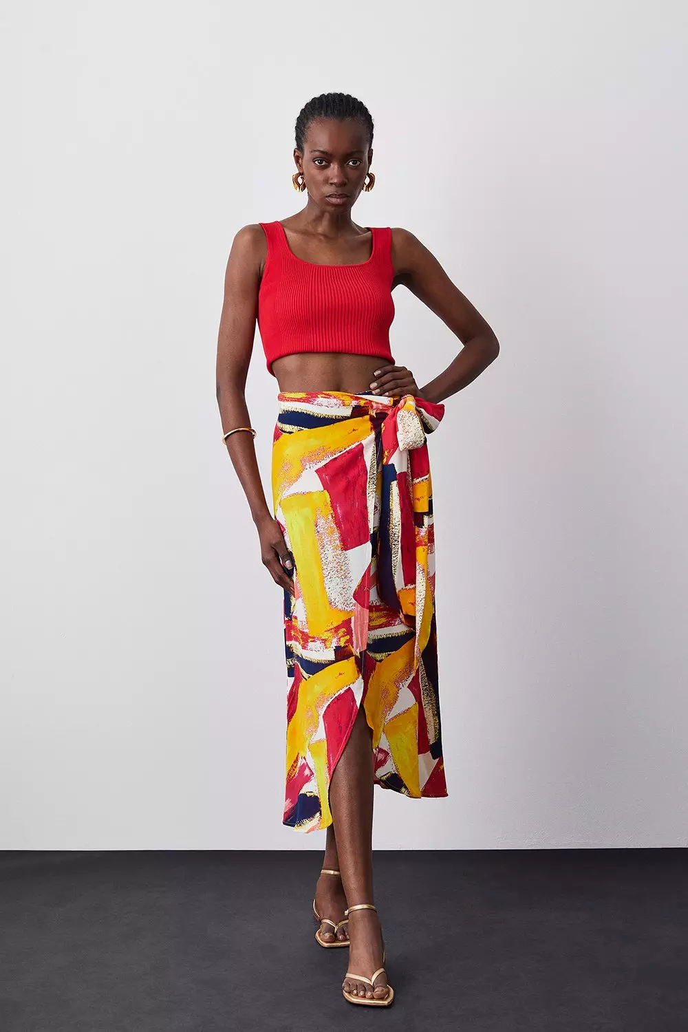 Paint Stroke Wrap Midaxi Skirt Karen Millen