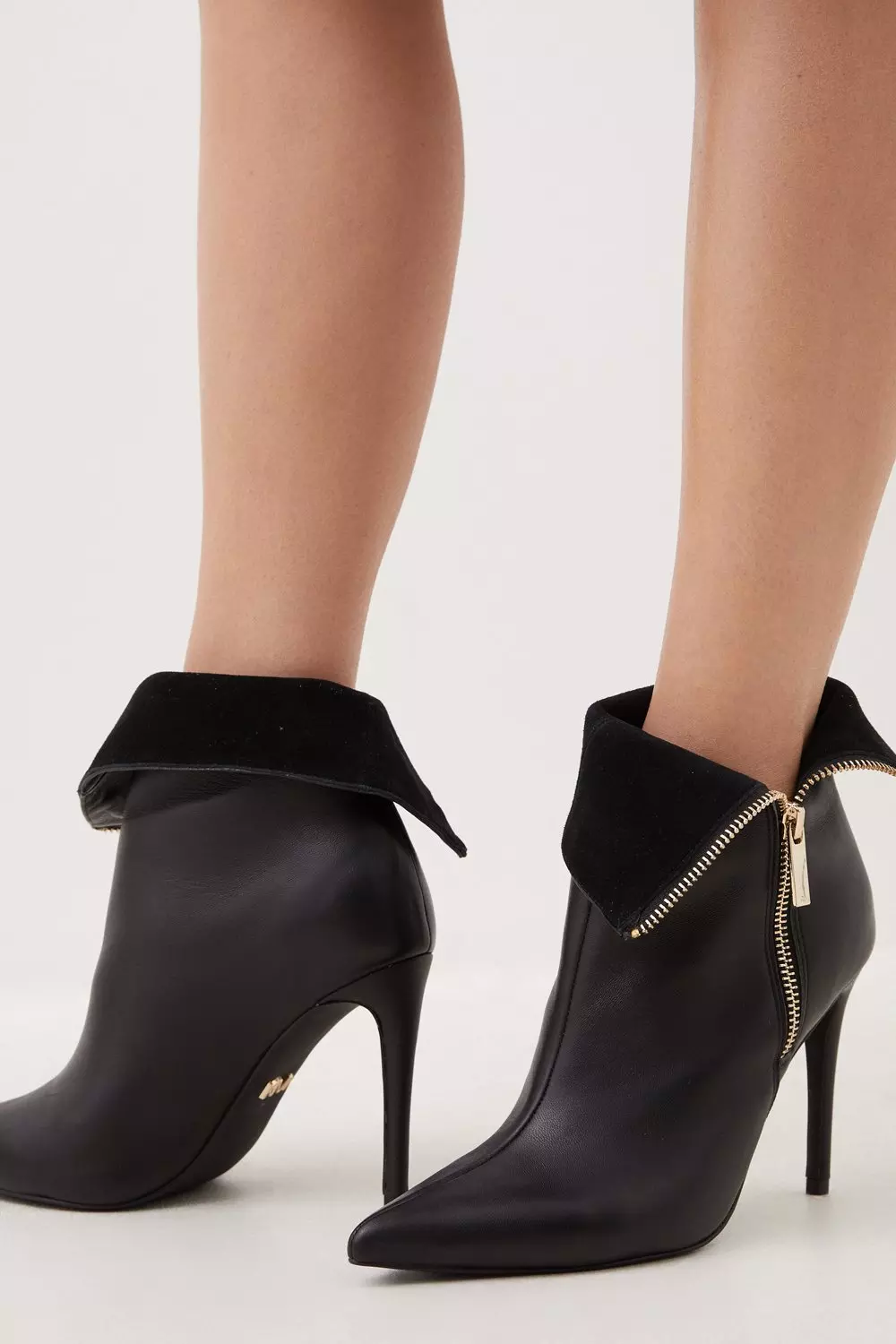 Leather Fold Over Zip Boot Karen Millen