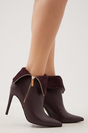 Leather Fold Over Zip Boot chocolate