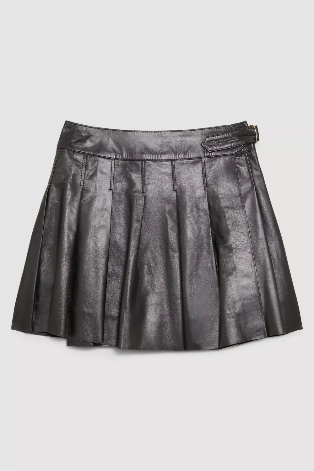 Faux leather pleated outlet mini skirt in black