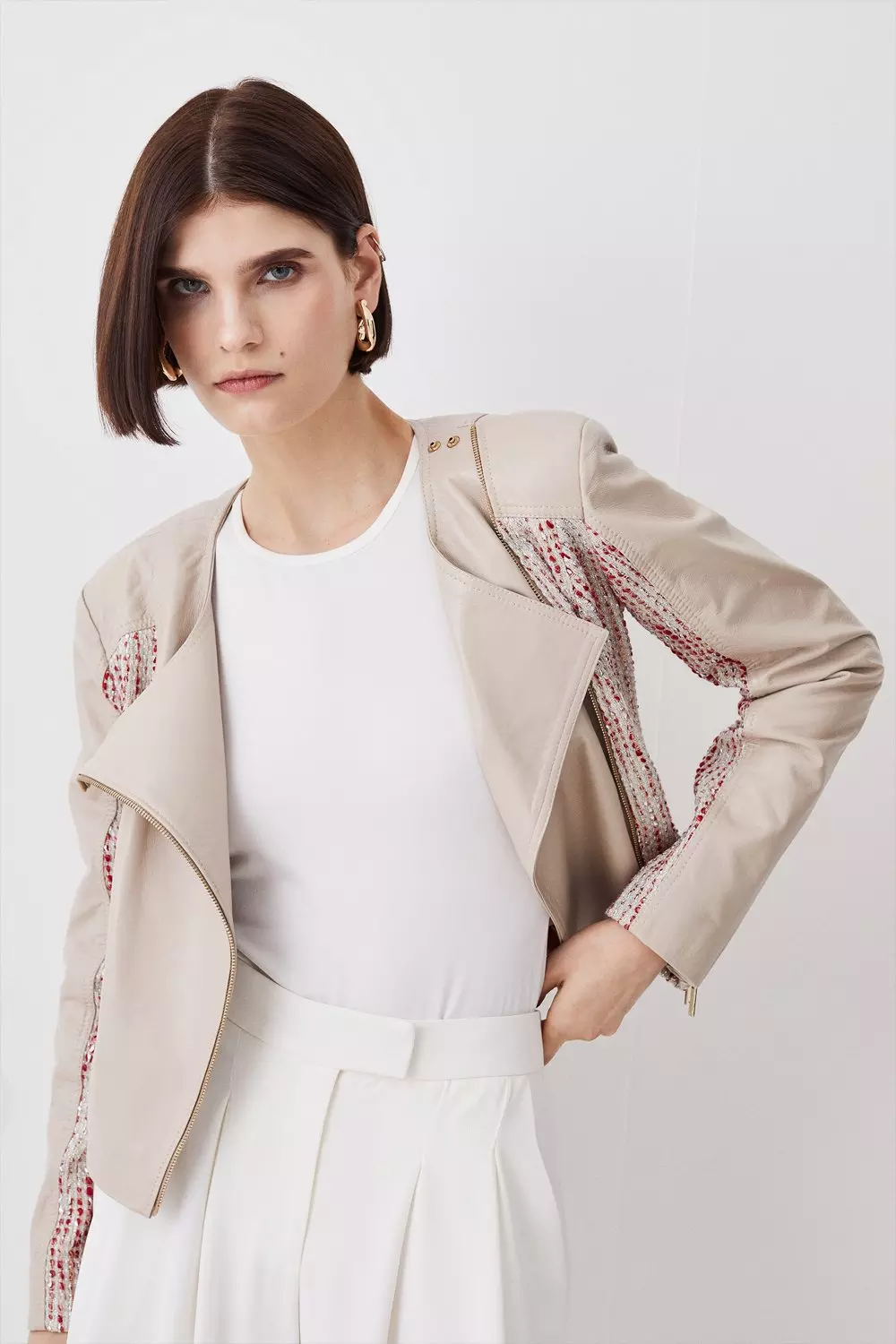 Karen millen pink hot sale leather jacket