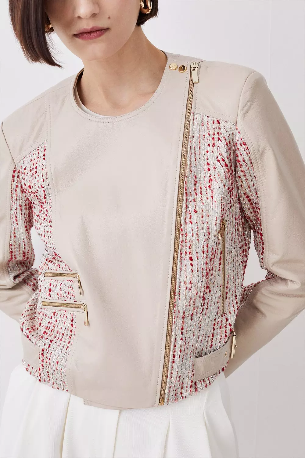 Karen millen collarless tweed jacket sale