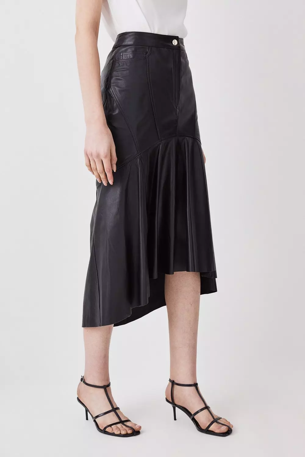 Karen millen high 2024 waisted leather skirt