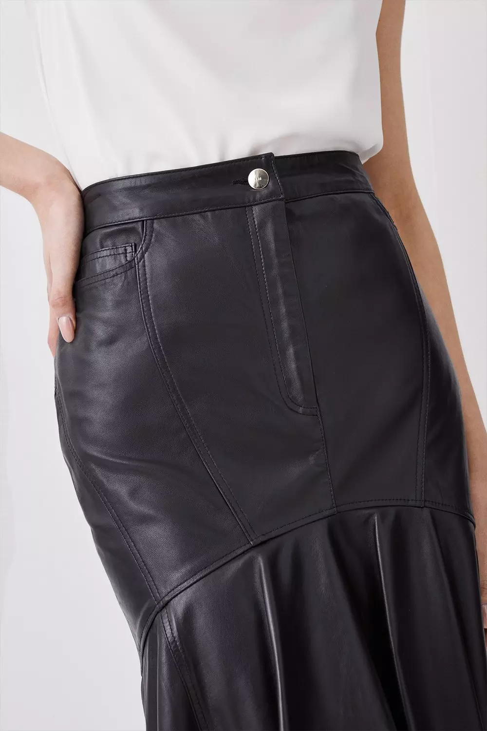 Peplum hotsell leather skirt