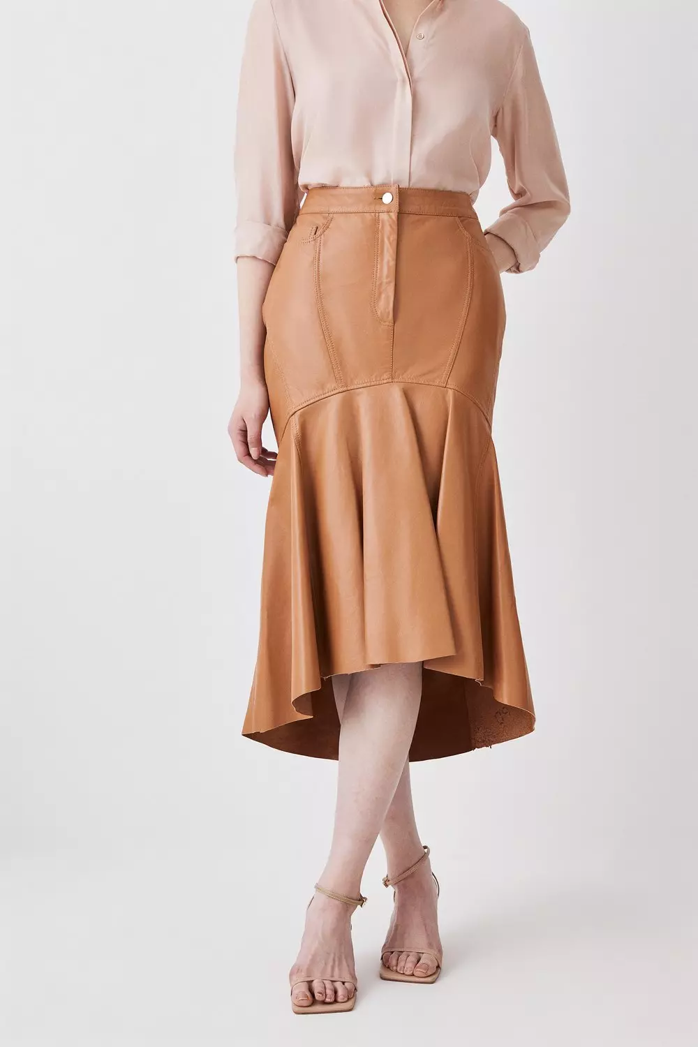 High low leather clearance skirt