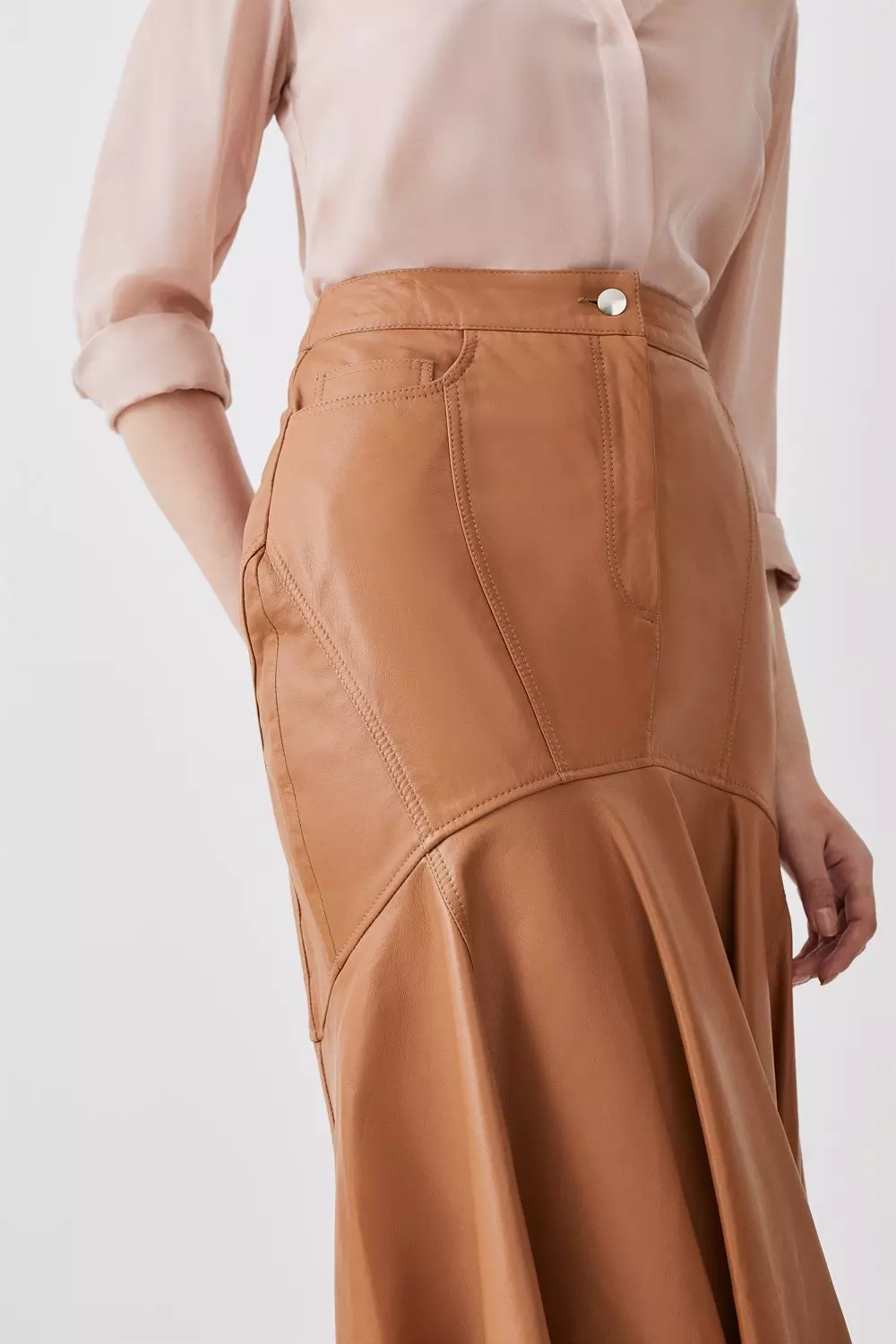 Karen millen orange deals leather skirt