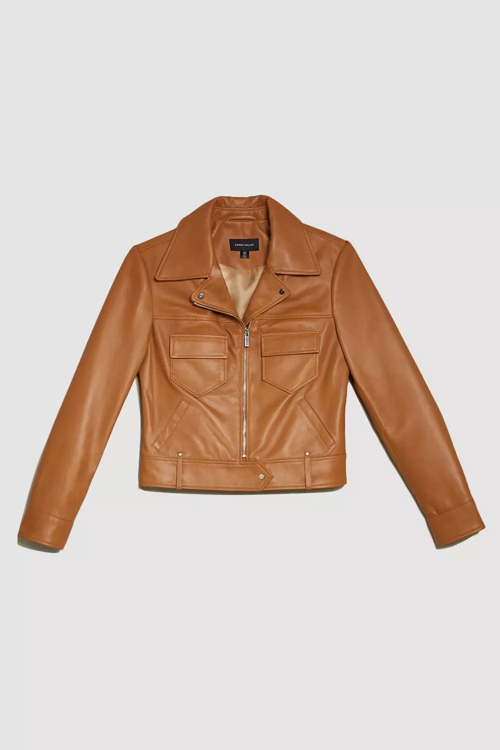 Karen millen outlet tan leather jacket