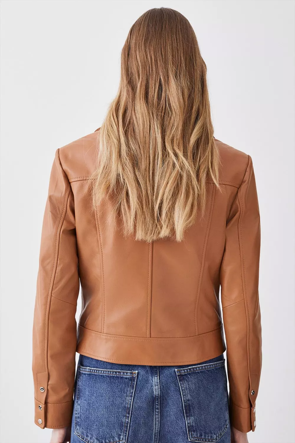 Karen millen tan leather on sale jacket