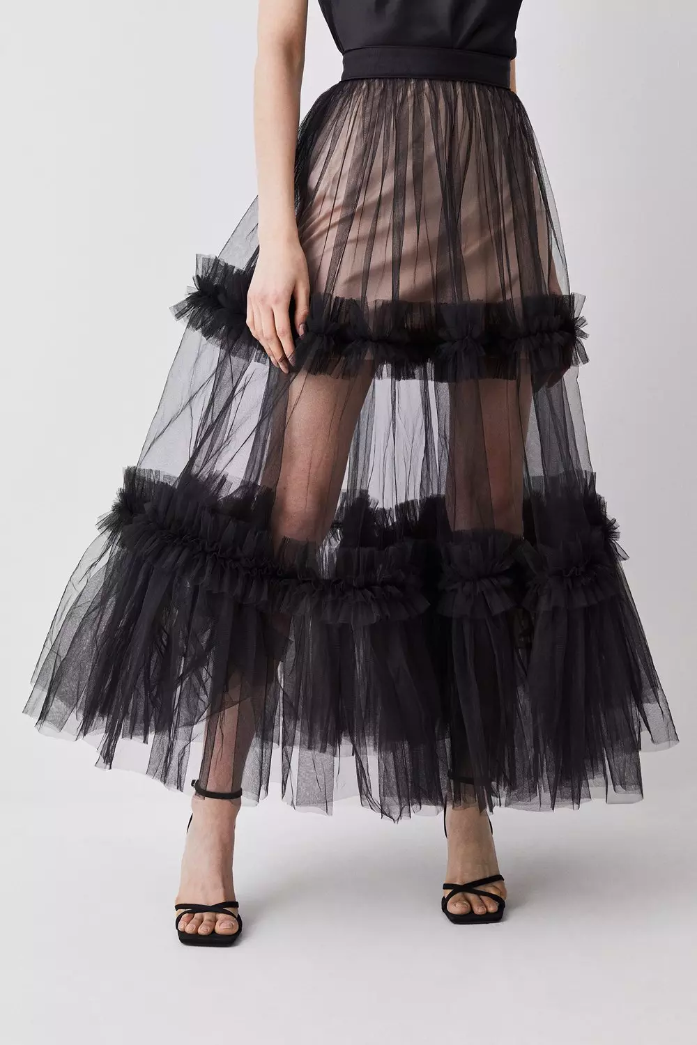 Long Sheer Tulle Skirt