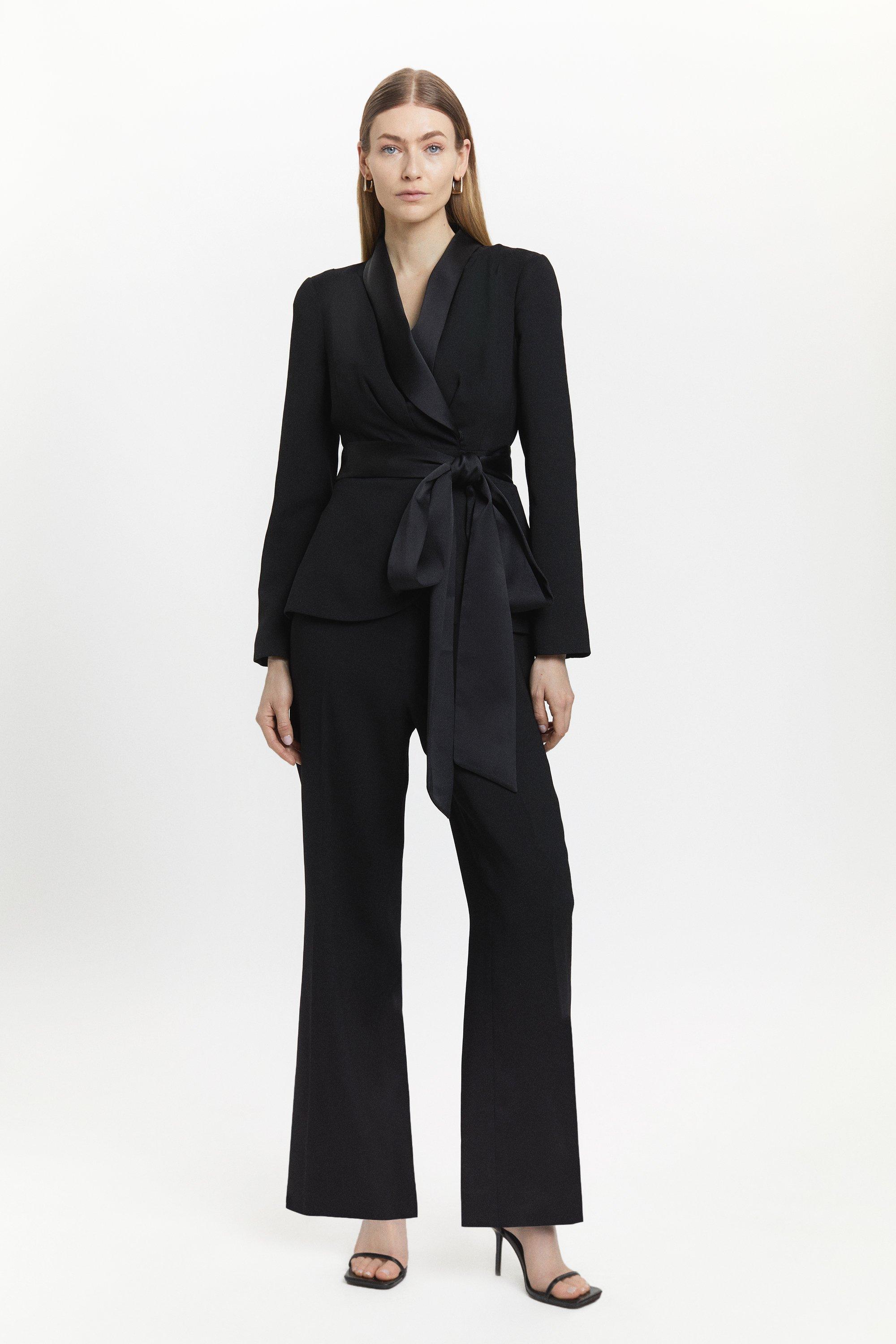 Wide leg jumpsuit store with blazer