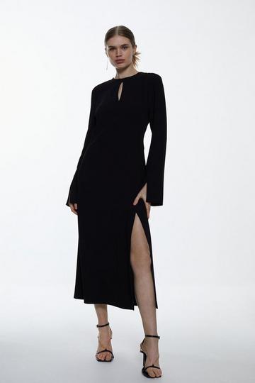 Black Long Sleeve Column Maxi Dress