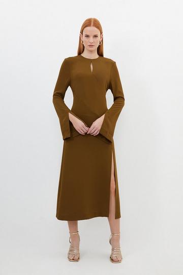 Long Sleeve Column Maxi Dress khaki