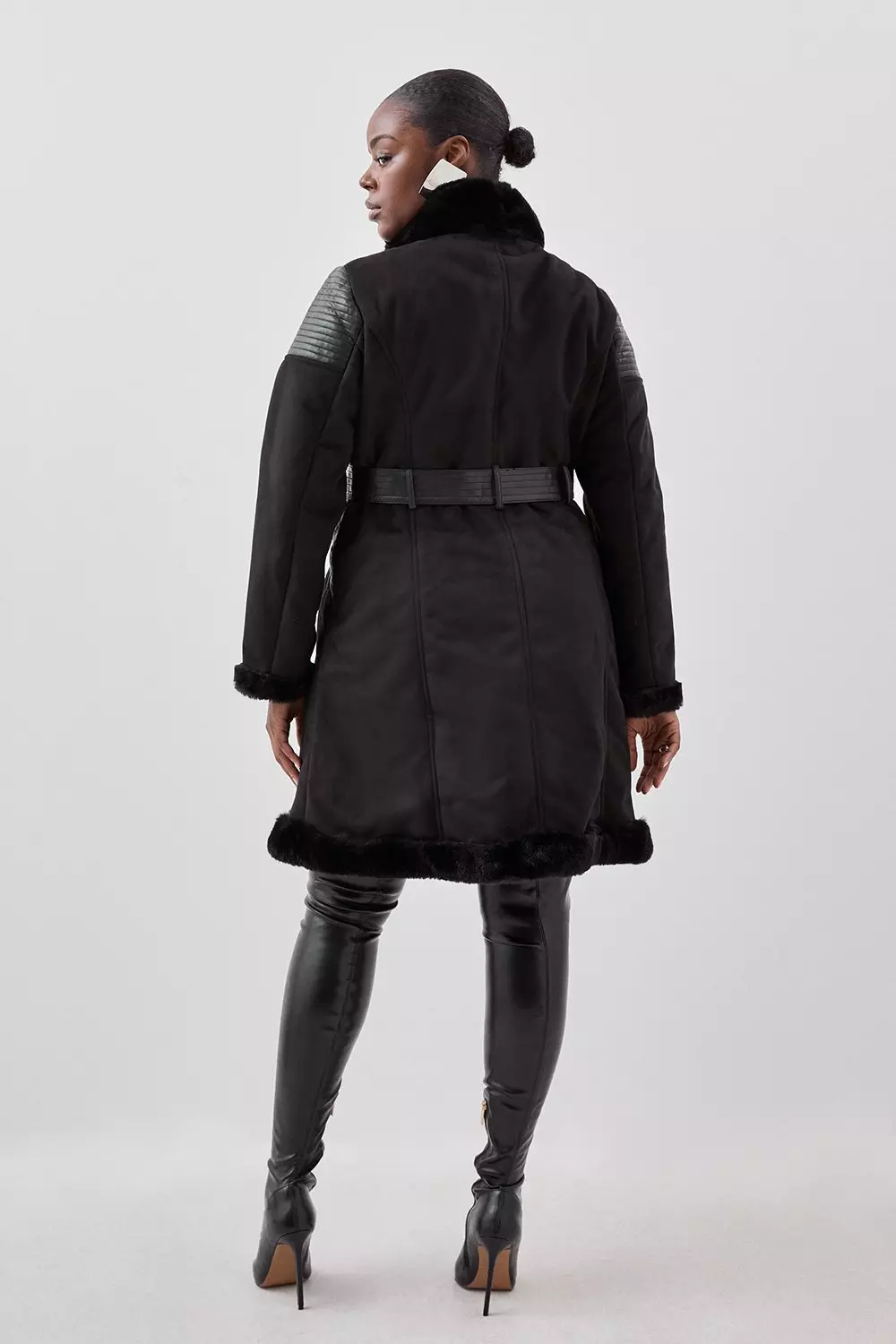 Black longline outlet belted coat