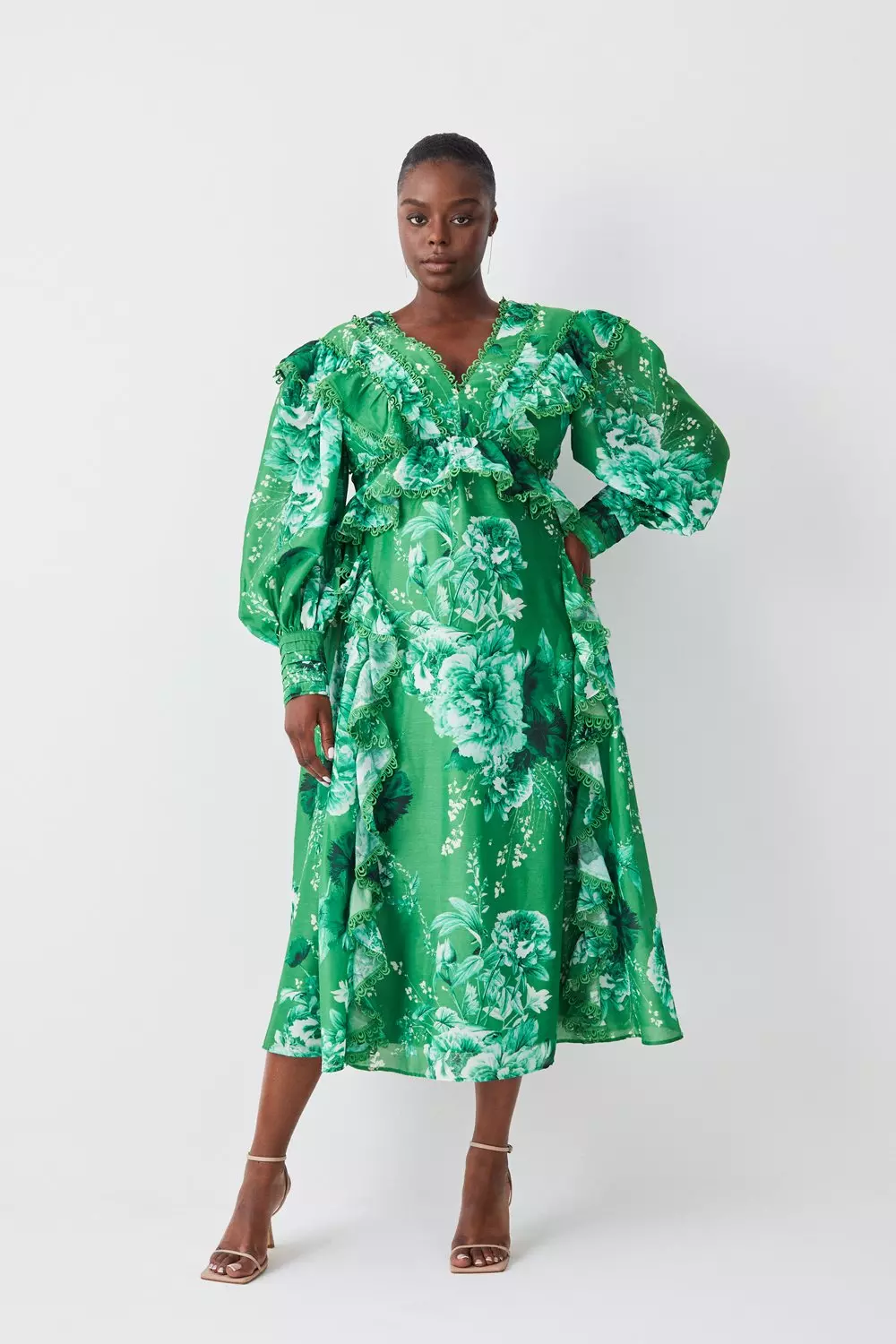 Green plunge maxi store dress