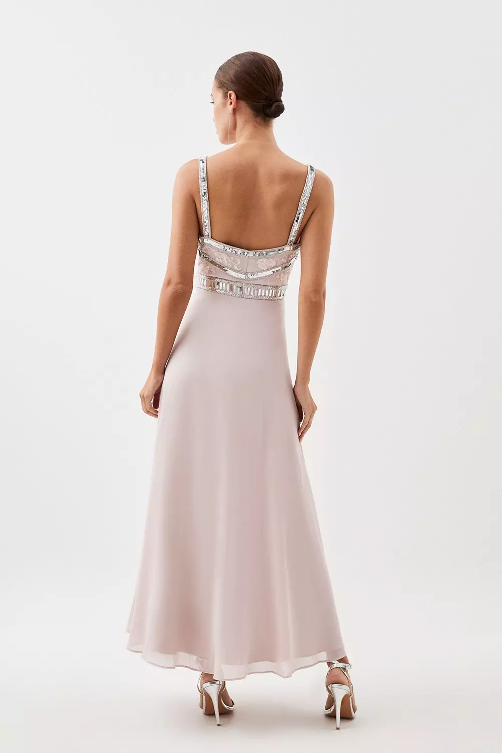 Petite Beaded Embellished Woven Maxi Dress