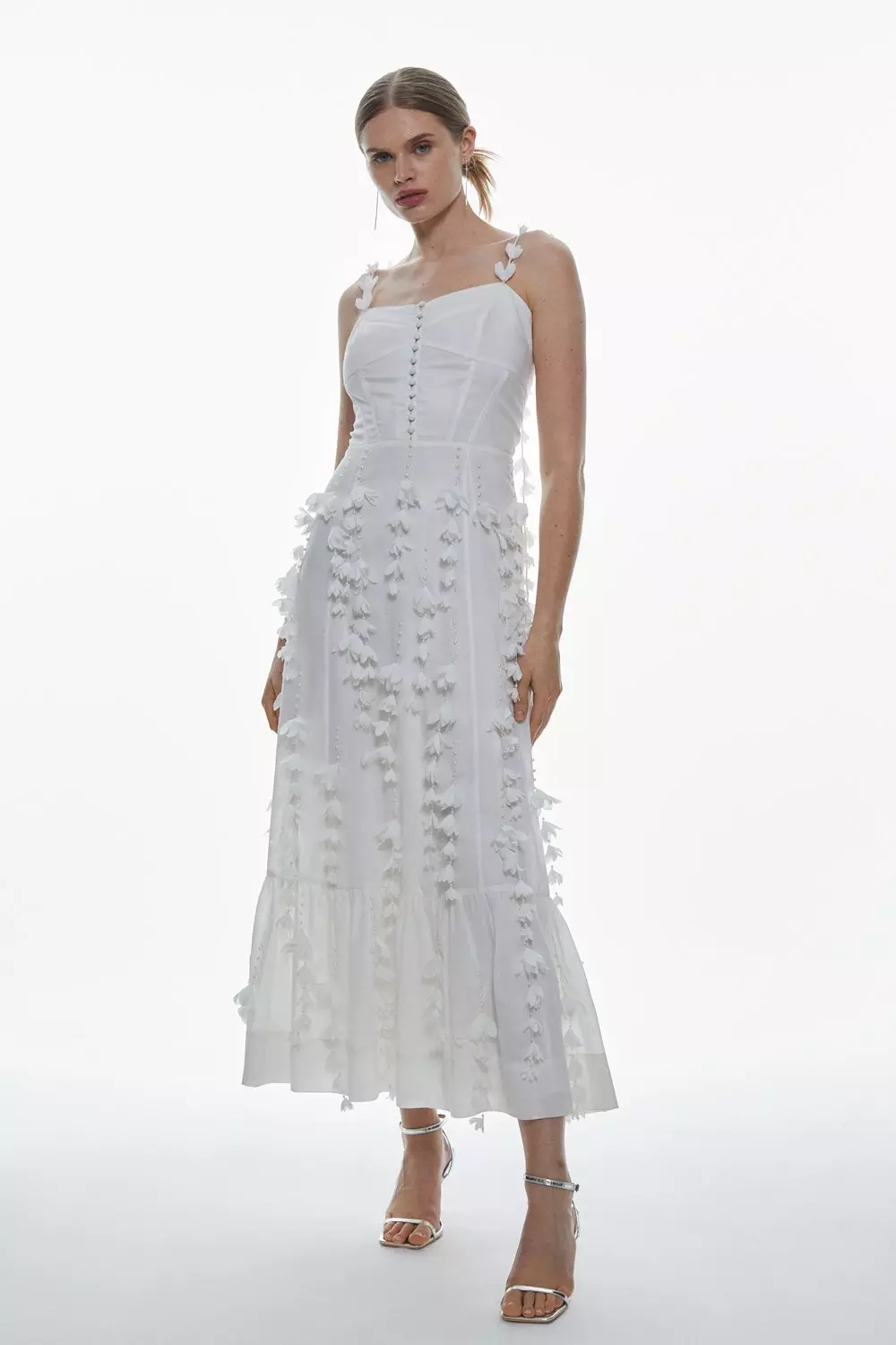 ASOS EDITION strappy cami tiered eyelet maxi dress in white