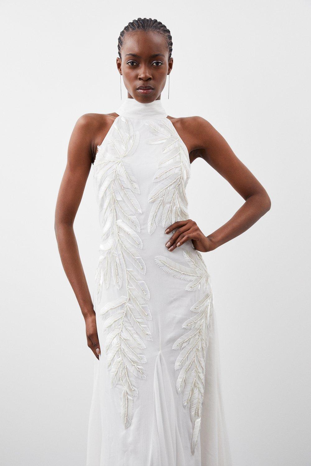 White Feather Party Dress