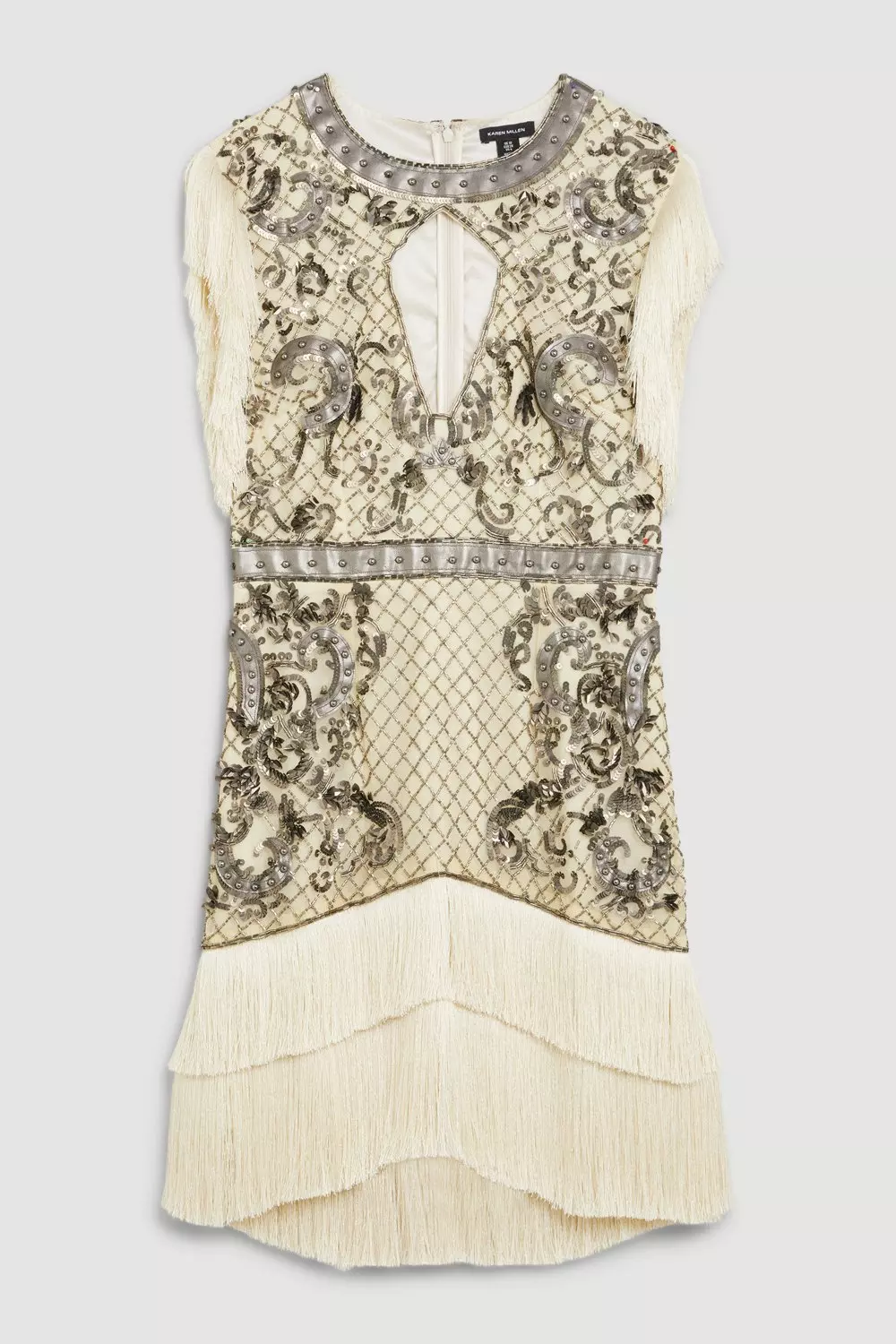 Pu Leather Sequin Woven Mini Dress | Karen Millen
