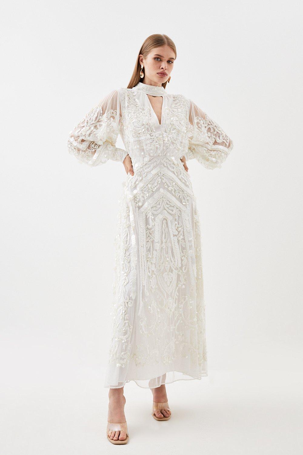 Sequin And Embroidered Maxi Dress Karen Millen