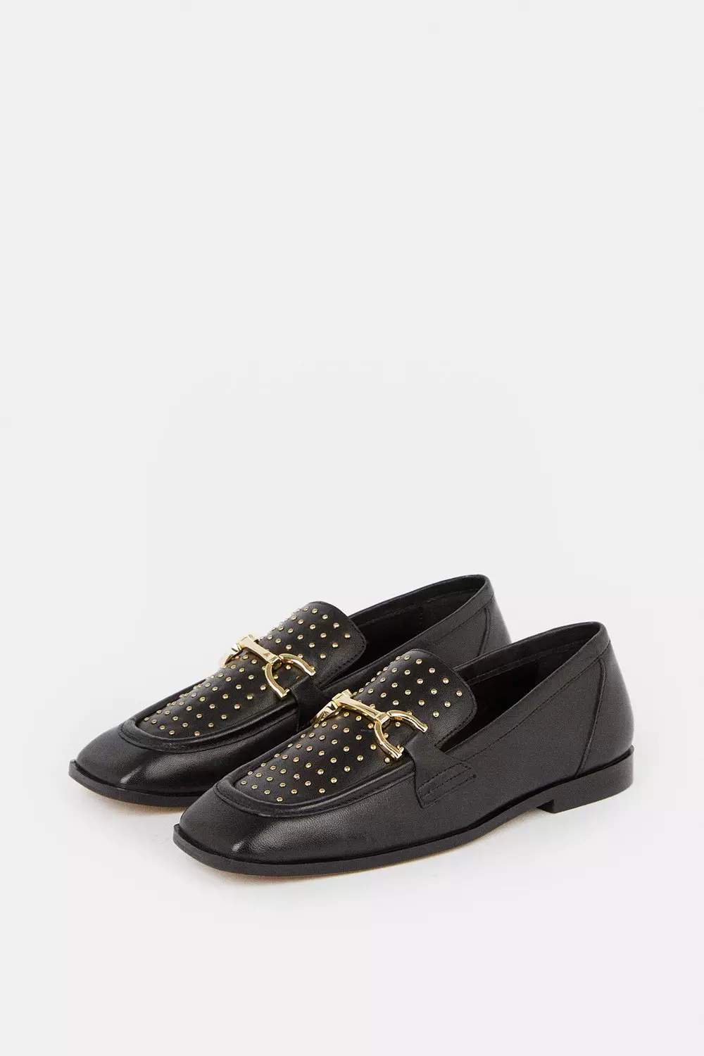 Studded store leather loafers