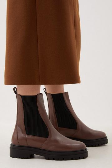Brown Leather Chunky Chelsea Boot