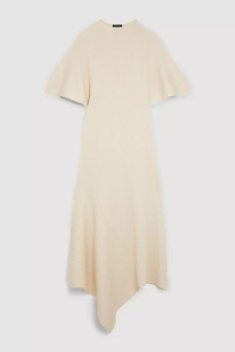 Petite Viscose Blend Angel Sleeve Rib Knitted Midaxi Dress | Karen Millen