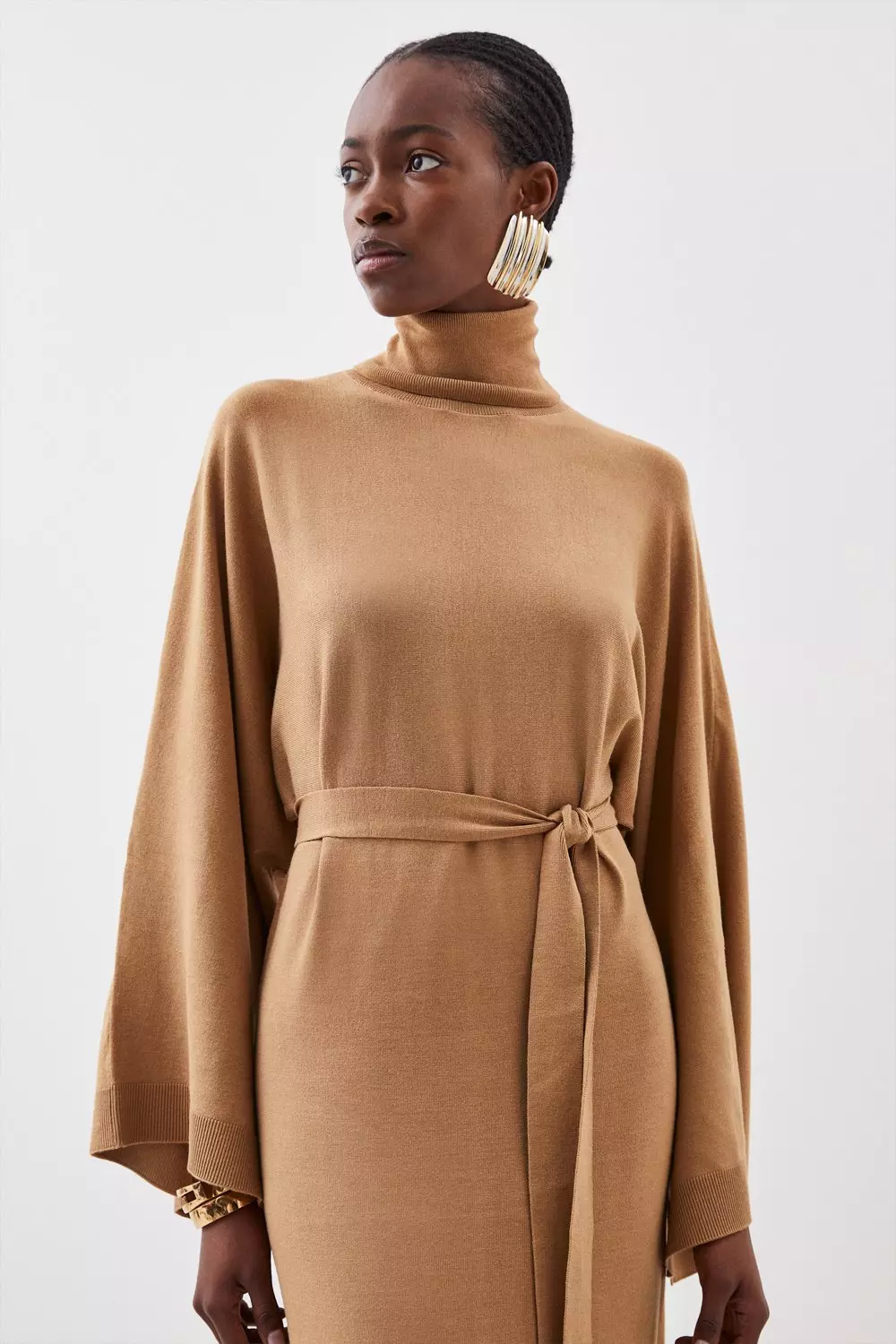 Funnel neck outlet sweater dress