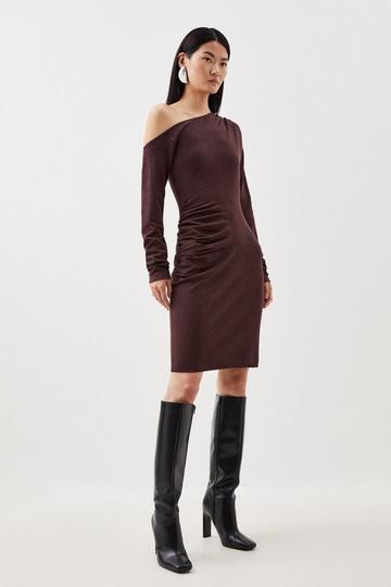 Viscose Blend Drop Shoulder Knitted Mini Dress chocolate