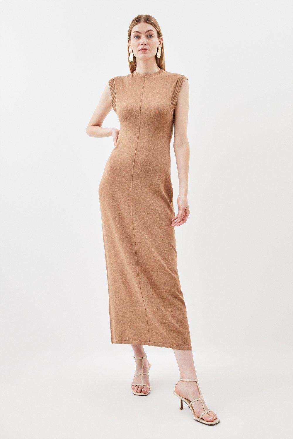 Zara SHOULDER PAD FITTED MIDI DRESS