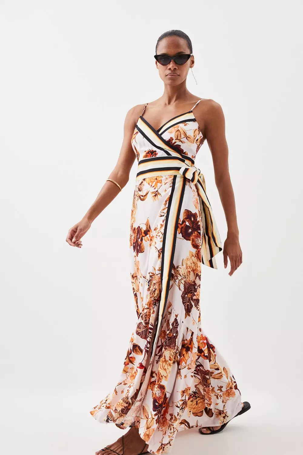 Striped floral best sale maxi dress