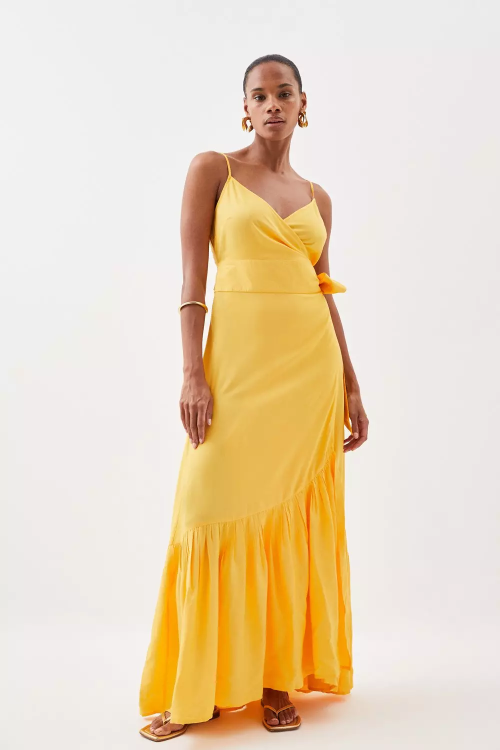 Strappy Tie Waisted Beach Woven Maxi Dress