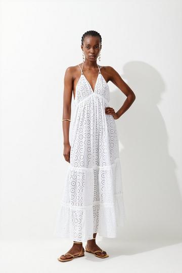 White Tiered Maxi Beach Dress