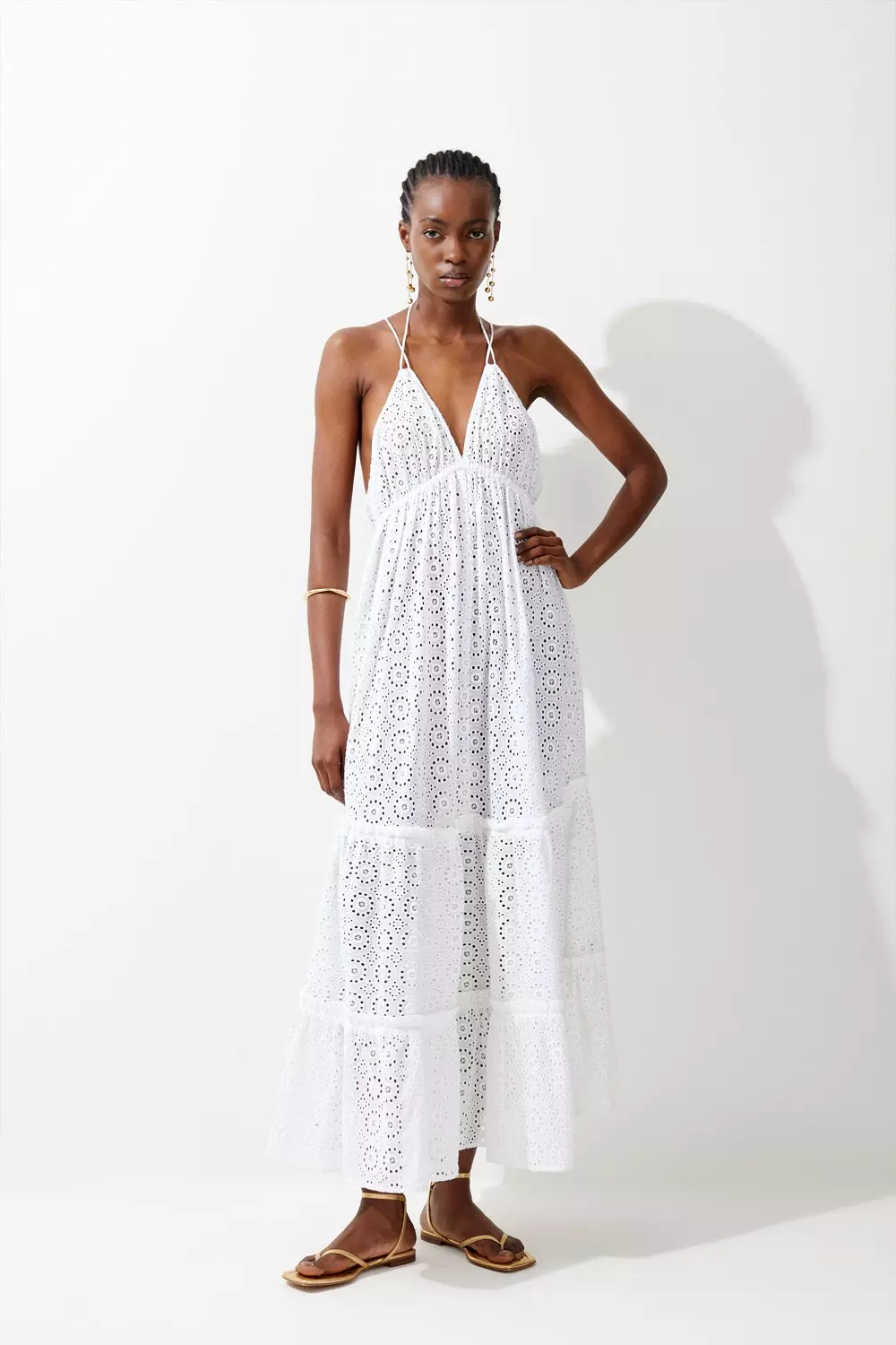 Cotton lace hot sale maxi dress