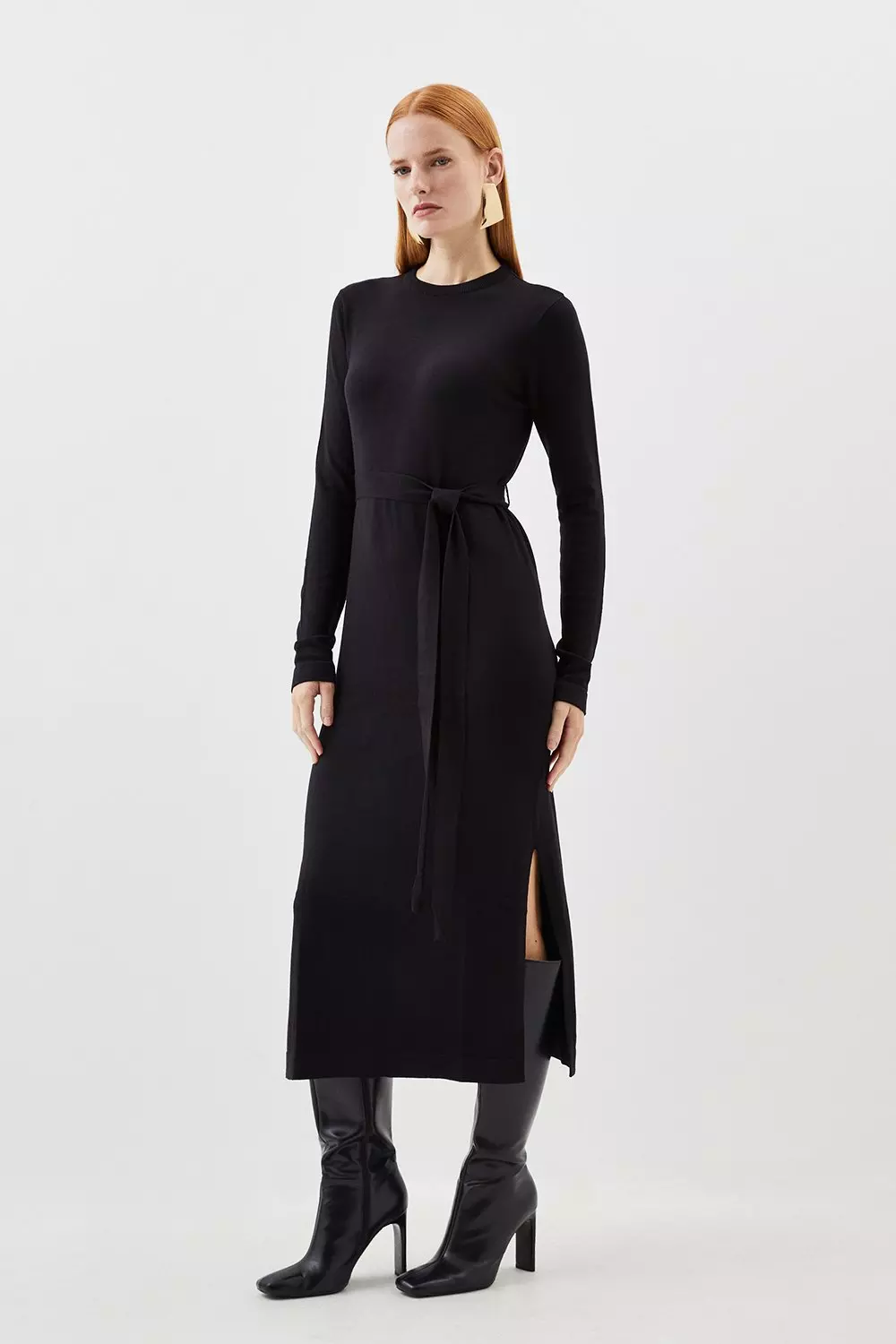 Karen millen hotsell black belted dress