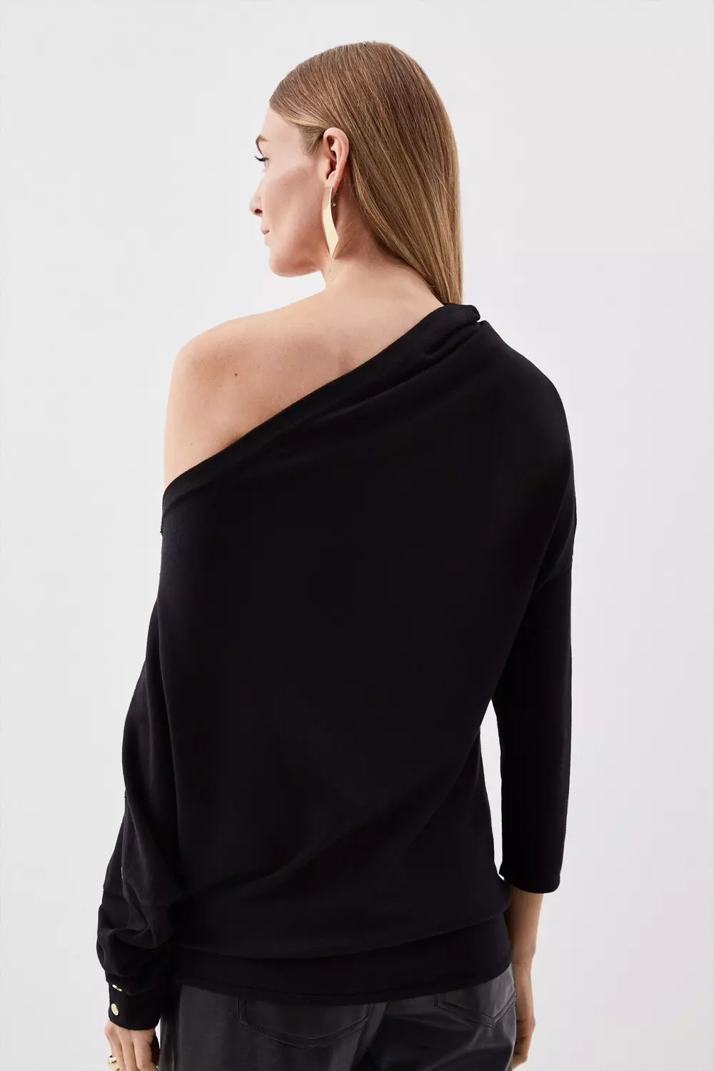 Viscose Blend Off Shoulder Knit Jumper Karen Millen