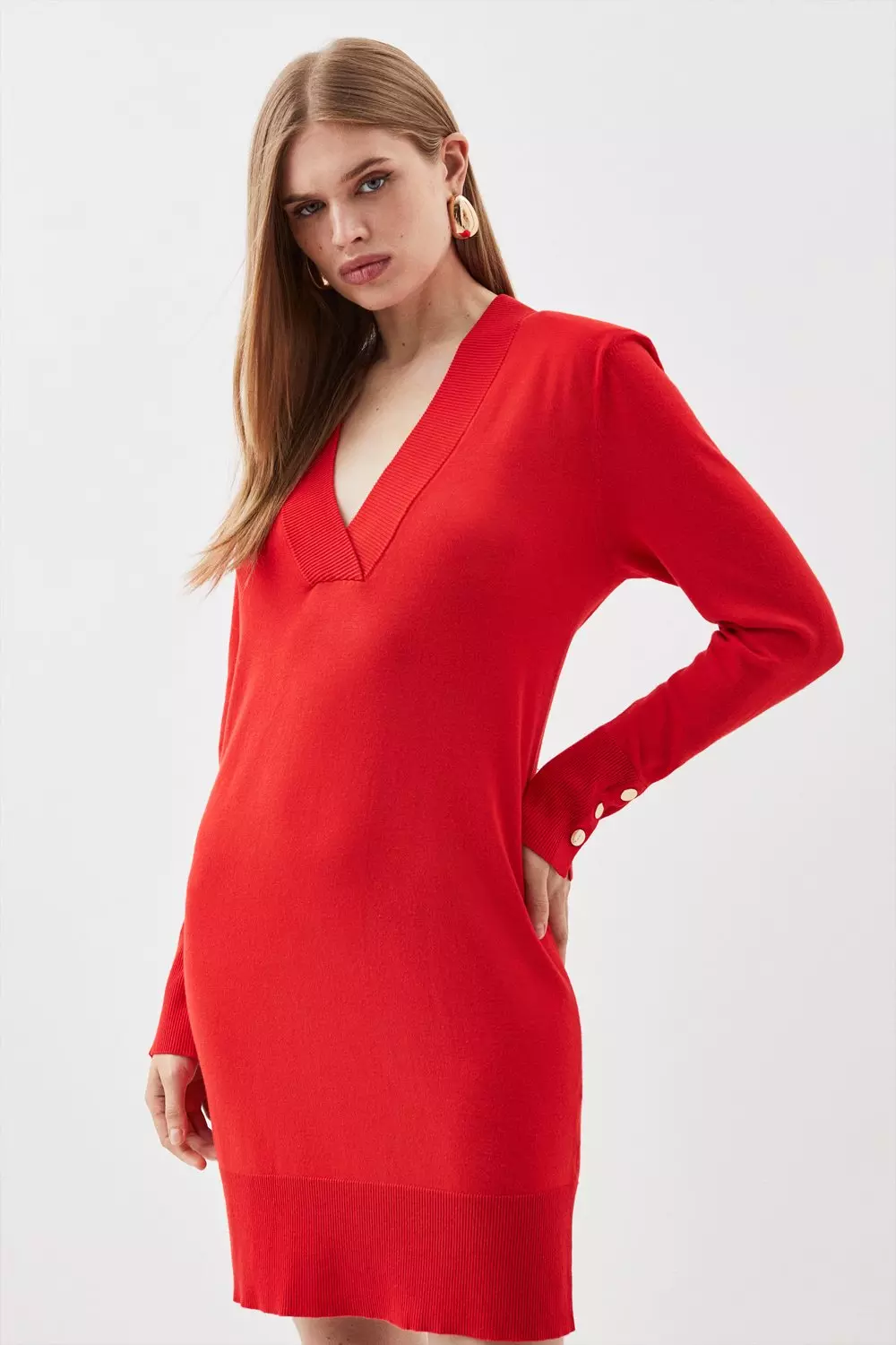 Viscose Blend V Neck Mini Dress Karen Millen