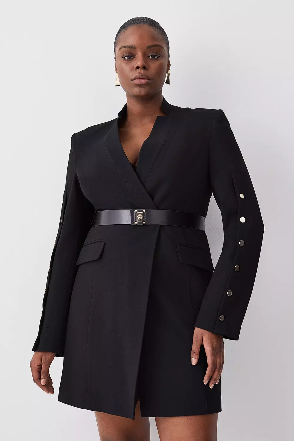 Black belted store blazer dress